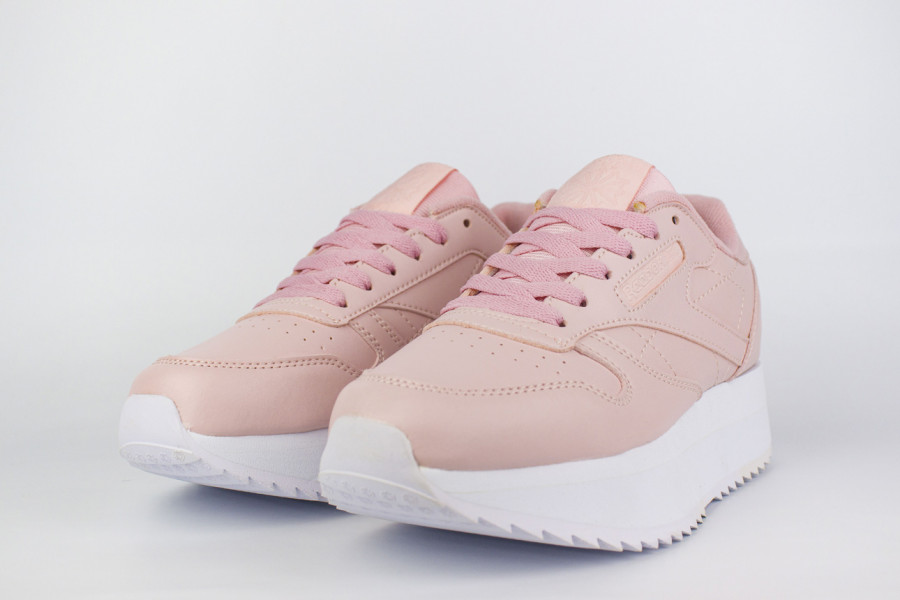 кроссовки Reebok Classic Leather Double Pink / White