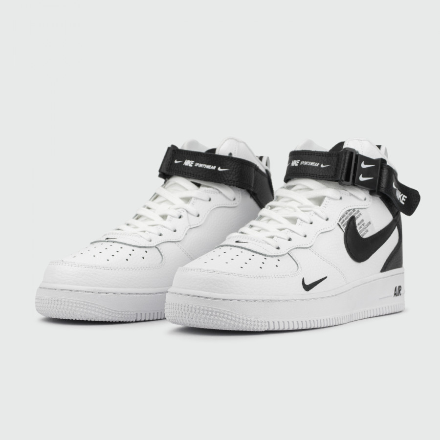 кроссовки Nike Air Force 1 Mid LV8 Utility White / Black with Fur