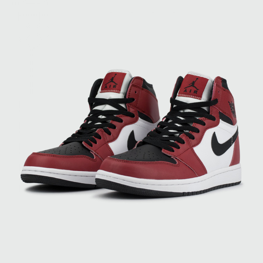 кроссовки Nike Air Jordan 1 Red / Black with Fur