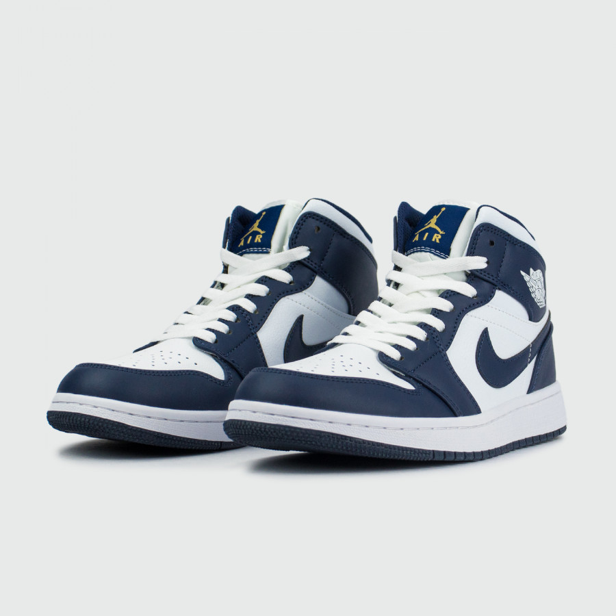 кроссовки Nike Air Jordan 1 White / Metallic Gold / Obsidian