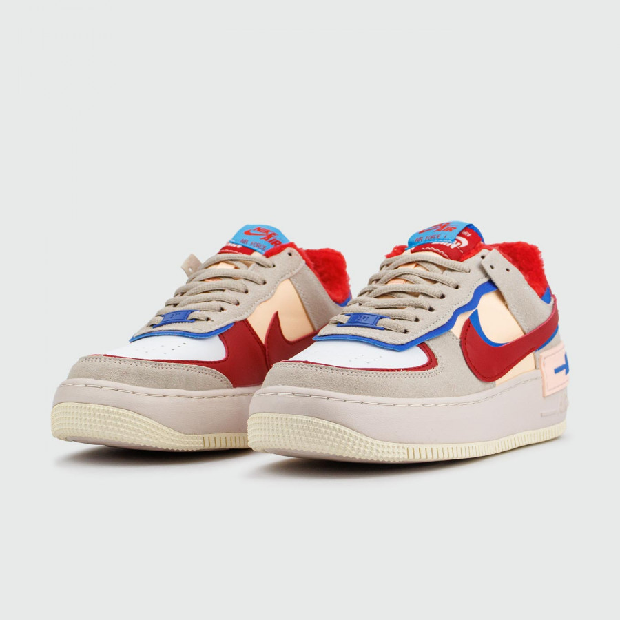 кроссовки Nike Air Force 1 Shadow with Fur Gr.Red / Blue