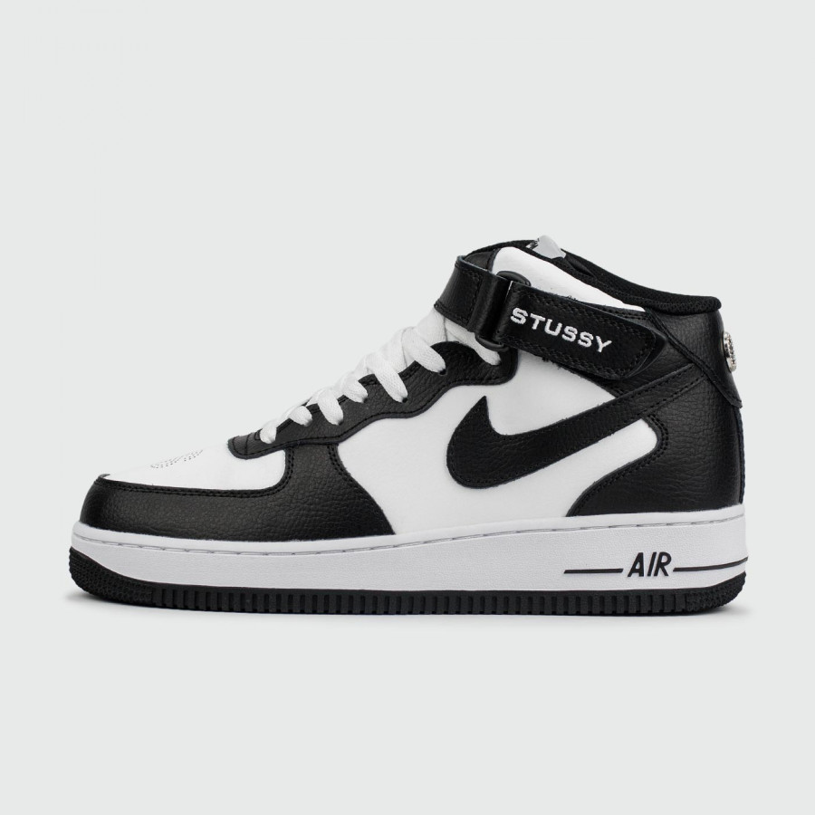 кроссовки Nike Air Force 1 Mid x Stussy White Black