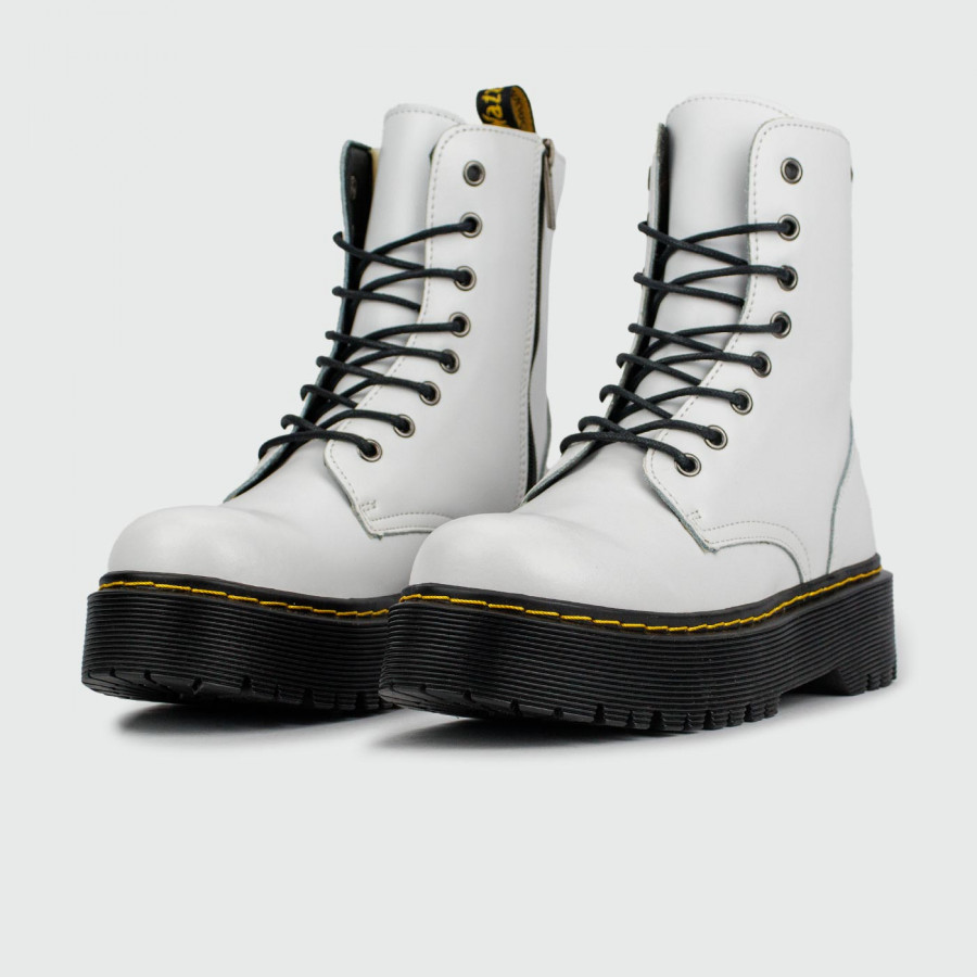 ботинки Dr. Martens 1460 White Black Leather with Fur