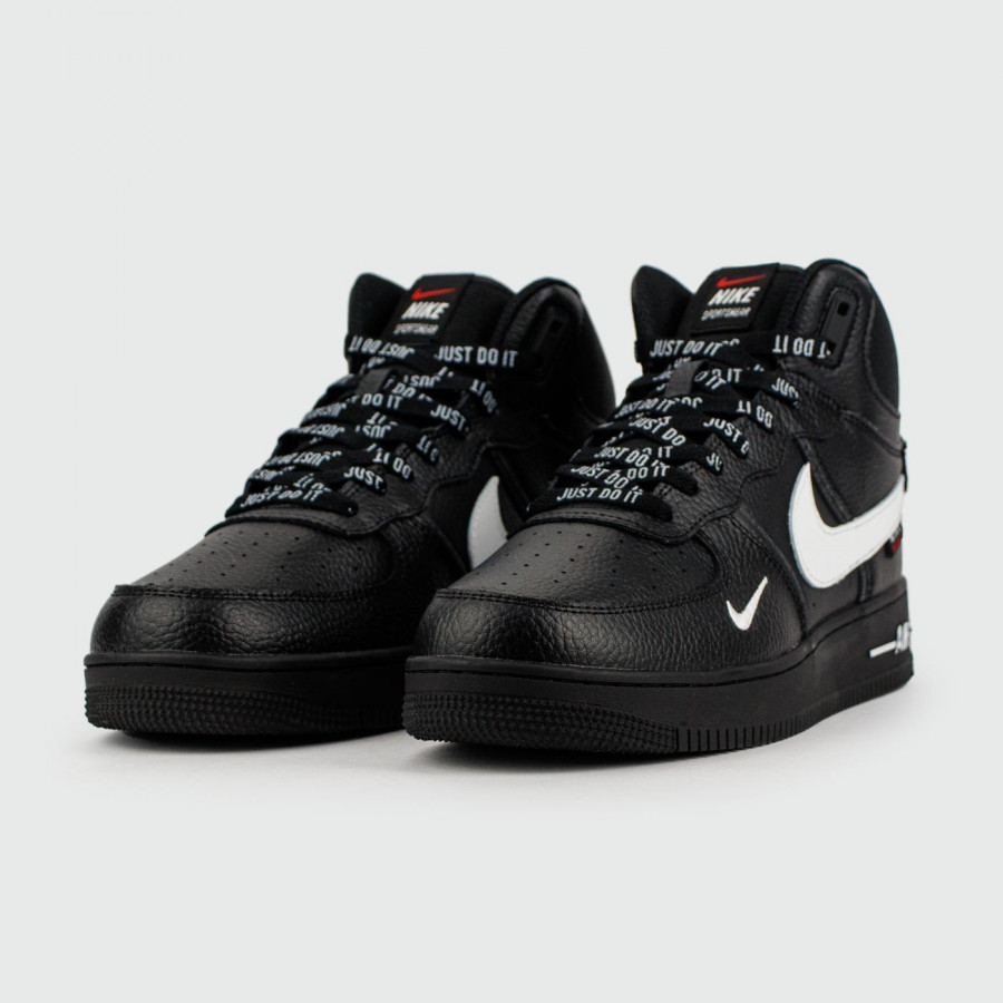 кроссовки Nike Air Force 1 Mid Black / Wh. Sw. with Fur