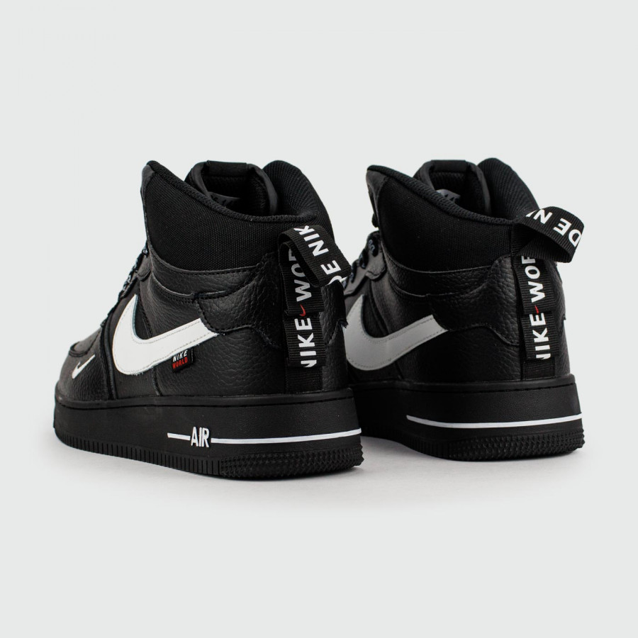 кроссовки Nike Air Force 1 Mid Black / Wh. Sw. with Fur