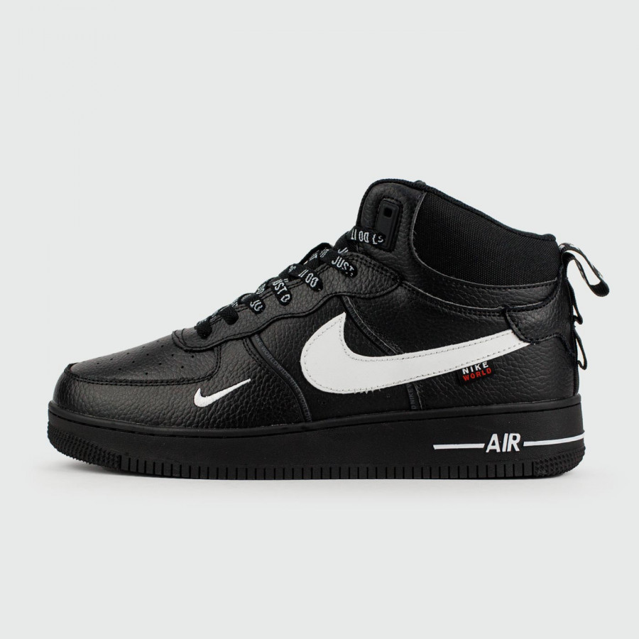 кроссовки Nike Air Force 1 Mid Black / Wh. Sw. with Fur