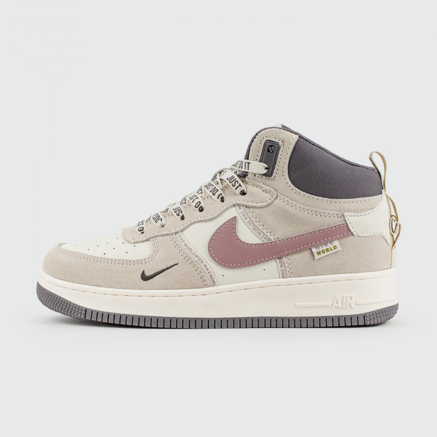 кроссовки Nike Air Force 1 Mid Grey / Wh. with Fur Wmns