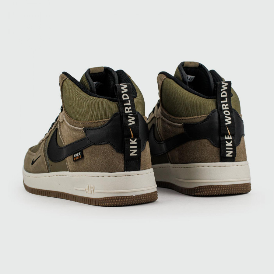 кроссовки Nike Air Force 1 Mid Olive / Brown with Fur