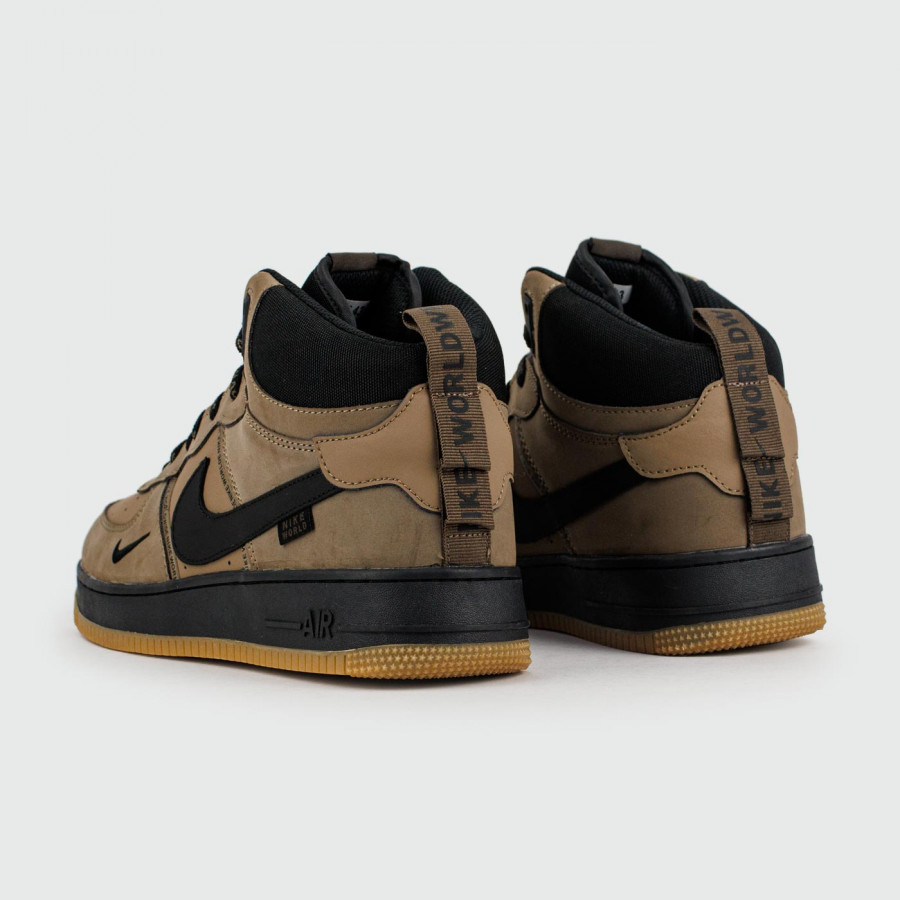 кроссовки Nike Air Force 1 Mid Brown / Black with Fur