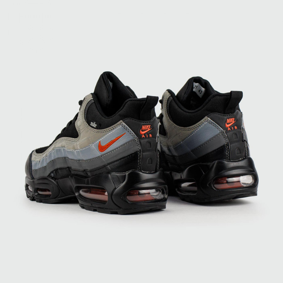 кроссовки Nike Air Max 95 Grey Black / Red with Fur