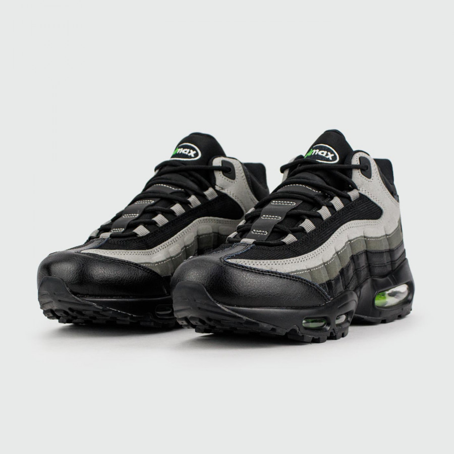 кроссовки Nike Air Max 95 Grey Black / Green with Fur