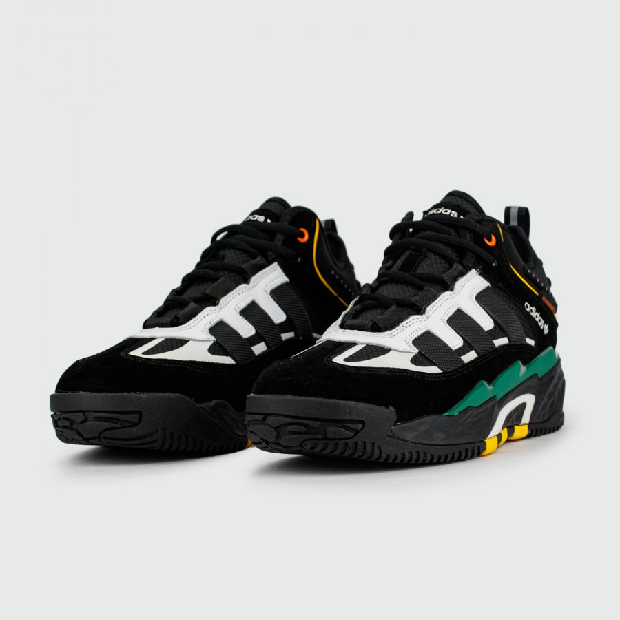 кроссовки Adidas Niteball Black Green with Fur