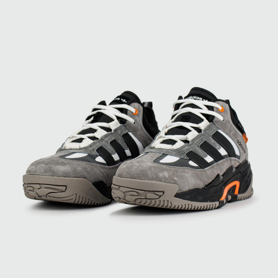 кроссовки Adidas Niteball Grey / Black Orange with Fur
