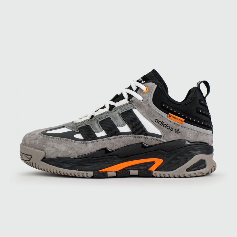 кроссовки Adidas Niteball Grey / Black Orange with Fur