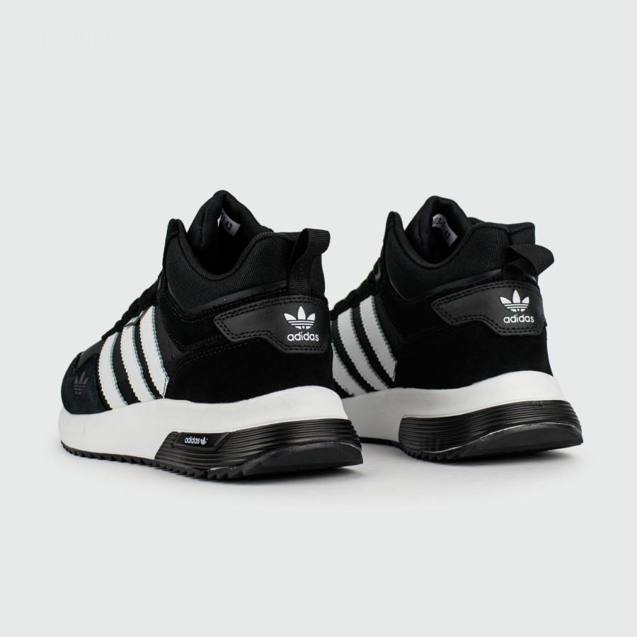 кроссовки Adidas Retropy F2 Mid Black / White with Fur