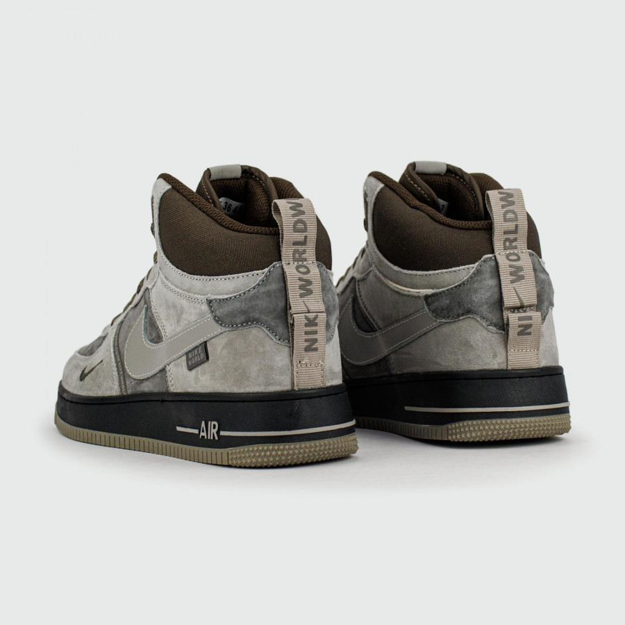 кроссовки Nike Air Force 1 Mid L.Grey / Black Ftwr with Fur