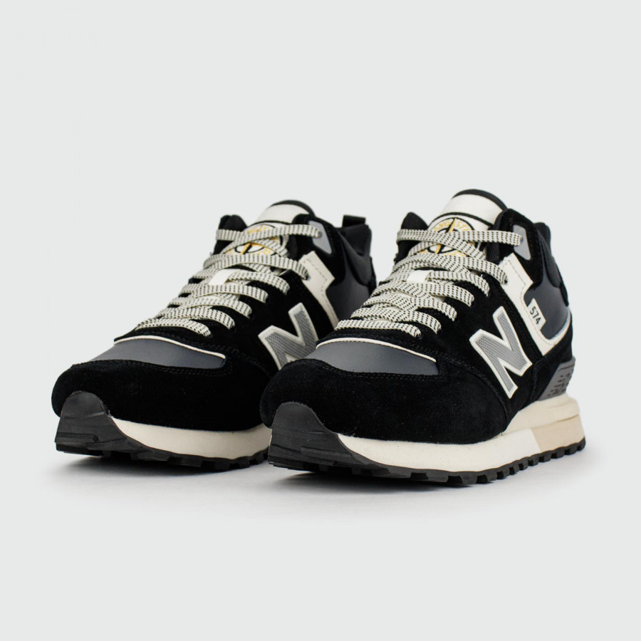кроссовки New Balance 574 Mid Black / White with Fur