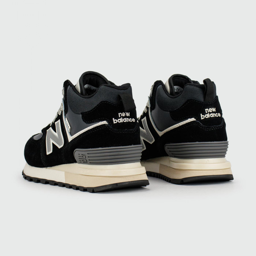 кроссовки New Balance 574 Mid Black / White with Fur