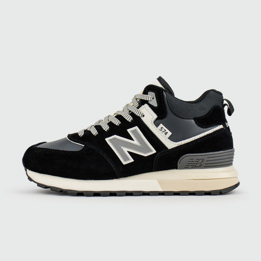 кроссовки New Balance 574 Mid Black / White with Fur