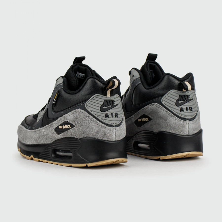кроссовки Nike Air Max 90 Mid Black Grey with Fur