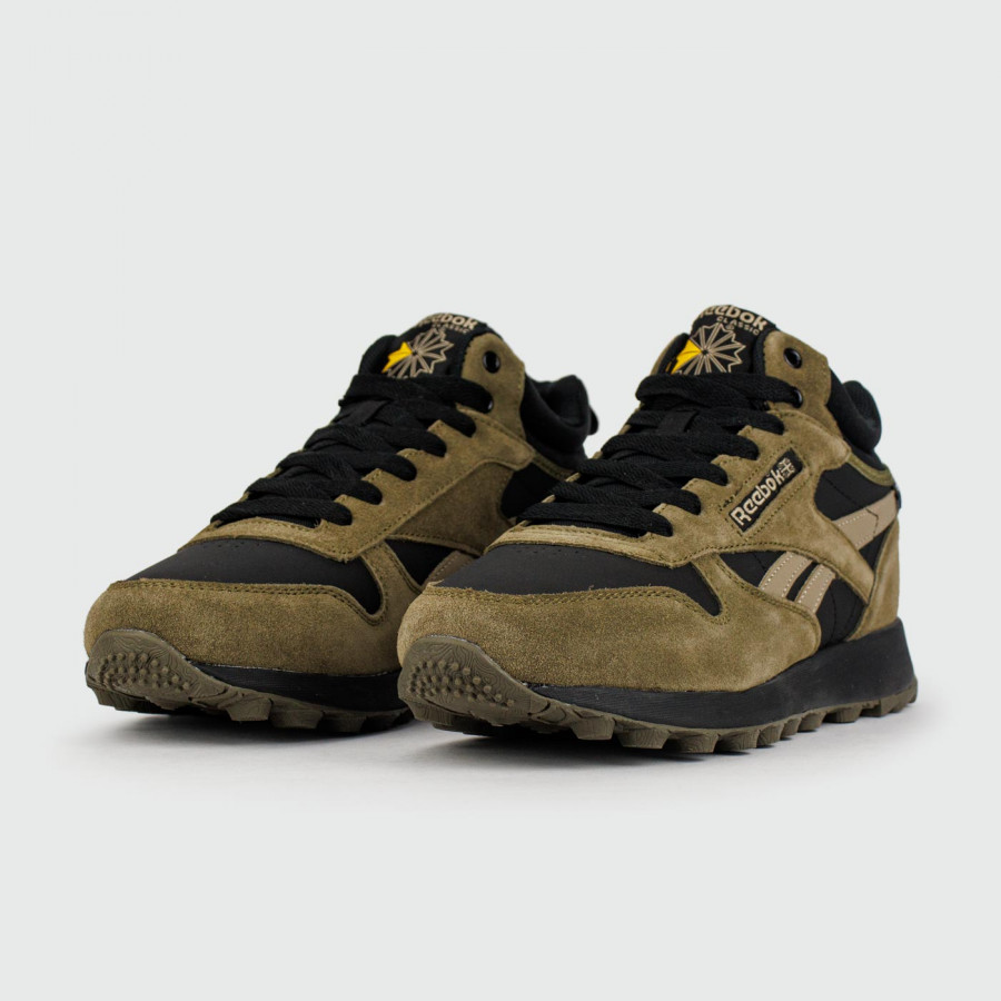 кроссовки Reebok Classic Utility Suede Olive Black with Fur