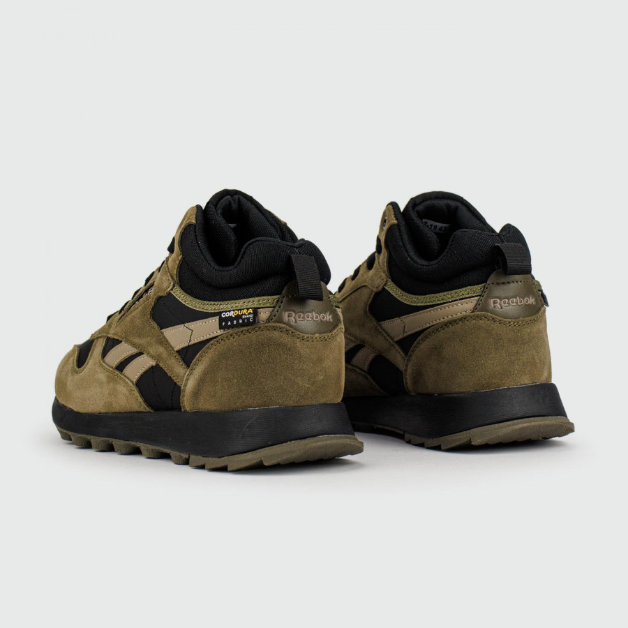 кроссовки Reebok Classic Utility Suede Olive Black with Fur