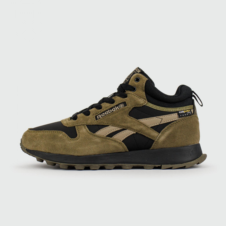 кроссовки Reebok Classic Utility Suede Olive Black with Fur
