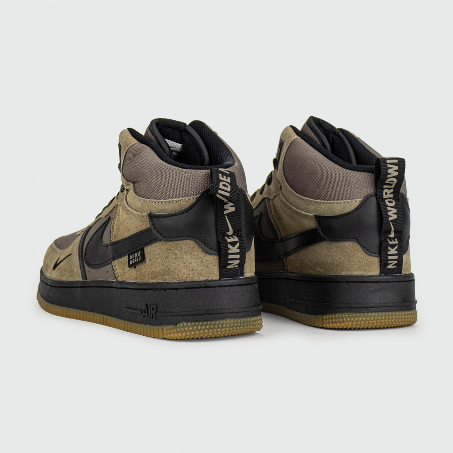 кроссовки Nike Air Force 1 Mid Olive / Brown with Fur