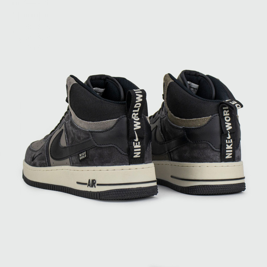 кроссовки Nike Air Force 1 Mid Grey / Black with Fur