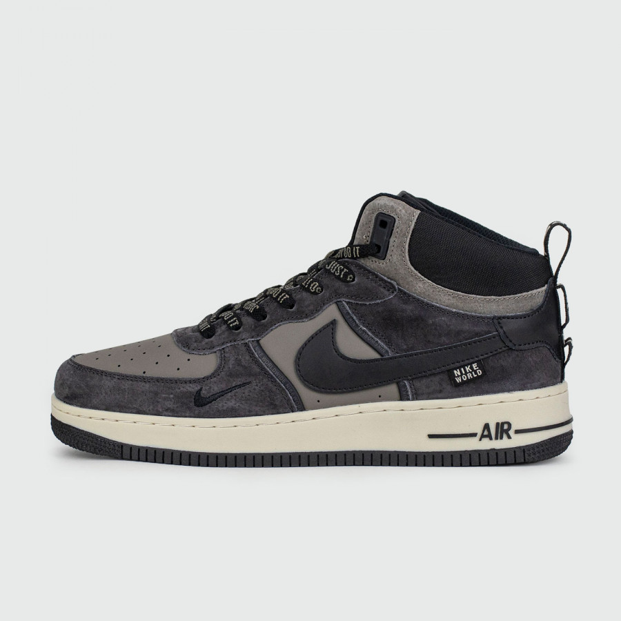 кроссовки Nike Air Force 1 Mid Grey / Black with Fur